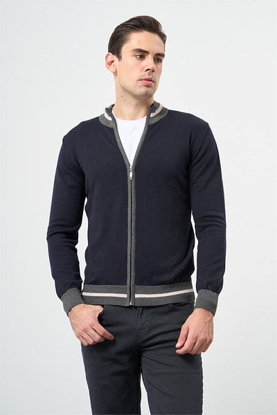 İmza Tricoturi clasice slim fit cu mânecă lungă, albastru bleumarin închis 1012245203