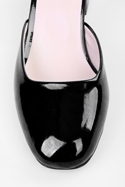 Shoeberry Dámské Quo černé lakované boty na podpatku