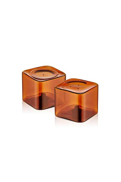 The Mia Amber Square Salt and Pepper Shakers - Set of 2 6X5 cm