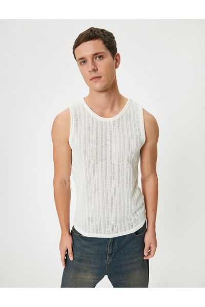 Koton Ärmelloses strukturiertes Tanktop mit Rundhalsausschnitt