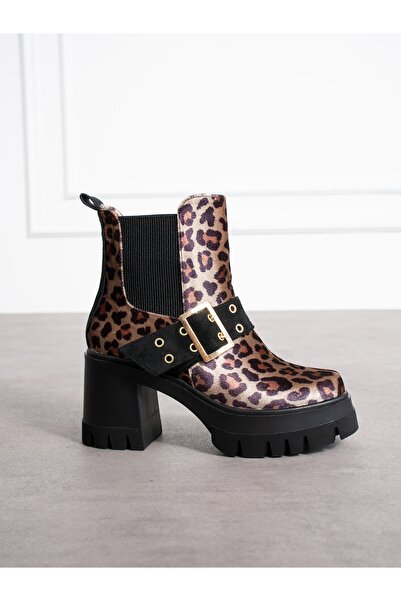 Alemdar Shoes ALDENA Leopar Toka Detay Kadın Bot