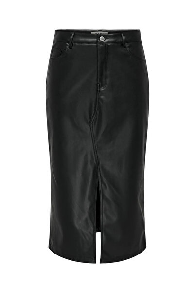 ONLY Onlkiri Hw Lo Slit Faux Lea Skirt C Only Faux Leather Long Skirt