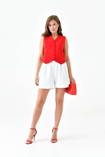 Saade Червоний приталений жилет з ґудзиками