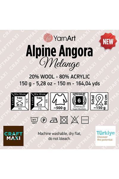Yarnart Alpine Angora Melange - Hand Knitting String Ebruli-6407