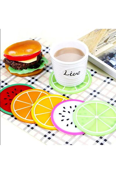 Hayveys 5 Pieces Silicone Trivet Fruit Designed Coasters
