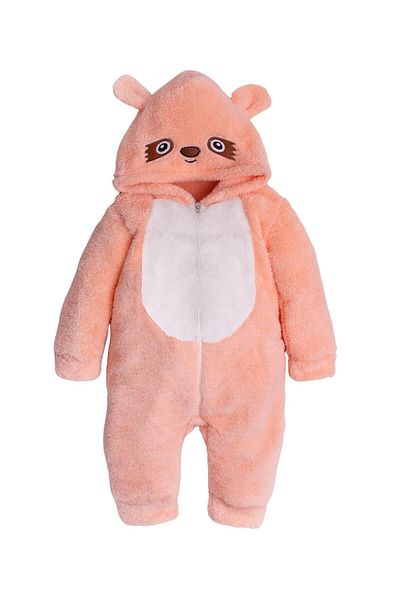 Chicsy Baby Winter Sweet Plush Cotton Eye Embroidered Hooded Baby Kids Welsoft Jumpsuit