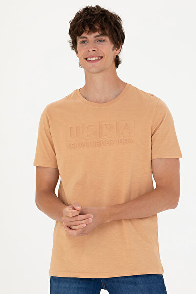 U.S. Polo Assn. Men's Regular Fit Crew Neck Camel T-Shirt 50263480-Vr015