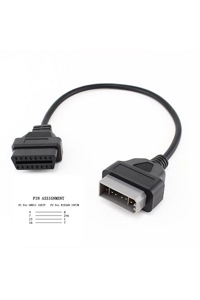Choice Top Quality For Nissan 14 Pin to OBD2 16 Pin Cable Car Diagnostic Connector For Nissan 14Pin to 1...