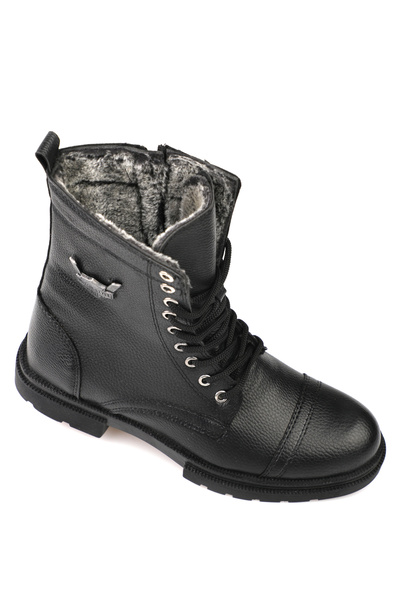 Freemax Garantili Su Ve Soğuk Geçirmez Kürklü Kaymaz Kauçuk Taban Ortopedik Iç Taban Kışlık Erkek Bot Siyah