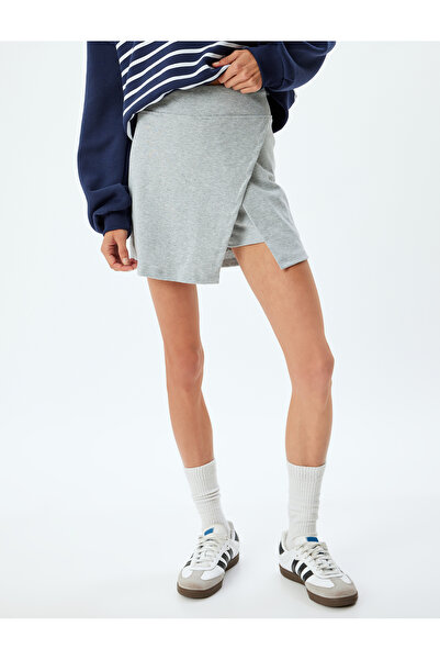 Koton Asimetrik Şort Etek Kruvaze Mini Boy Standart Bel