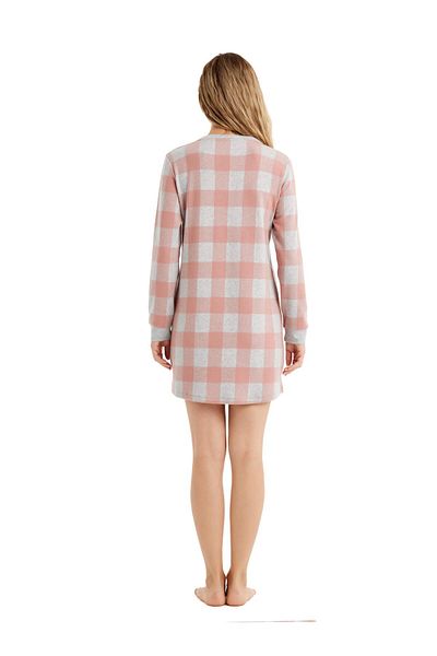 Blackspade Women's Long Sleeve Thermal Pink Nightgown C4T9N4O06