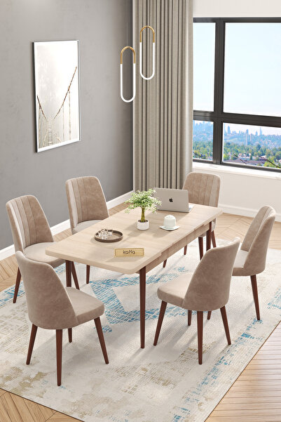 Kaffahome Sefar Serisi Sonomo 80x130 Açılır Yemek Masası , Yemek Masa Takımı ...