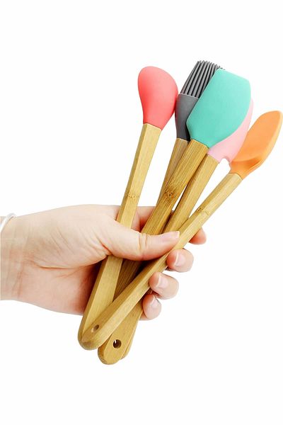 ARVALE Set of 5 Silicone Brush Scraper Spatula Cutter Spoon |   Silicone Spatula Set