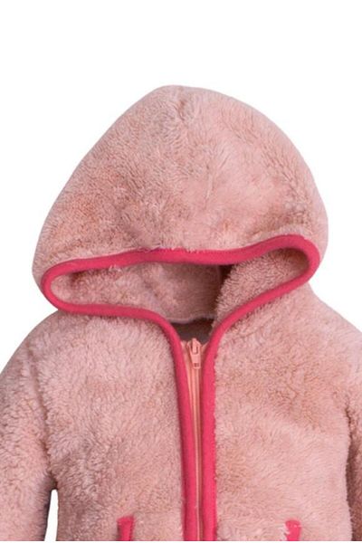 Chicsy Baby Winter Sweet Plush Cotton Pocket Hooded Baby Kids Welsoft Jumpsuit
