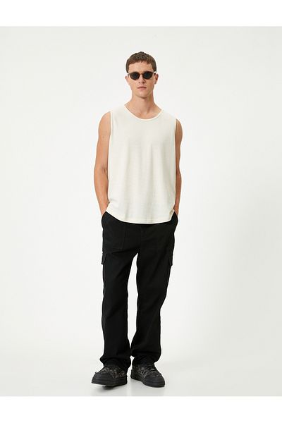 Koton Tank Top aus Baumwolle mit Rundhalsausschnitt - ärmelloses Basismodell