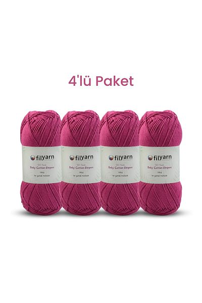Filyarn 100gr Oeko-tex Πιστοποιημένο Βάμμα Βαμβακιού - Baby Cotton Χειροποίητο Πλέξιμο, Σετ 4 τεμαχίων Για Μωρό Υπό Τακτοποίηση και Γεννητικά Προϊόντα