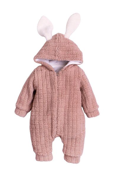 Chicsy Baby Winter Sweet Plush Cotton Rabbit Eared Hooded Baby Kids Welsoft Jumpsuit