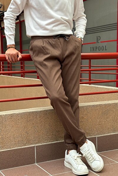 inpool Культура старих грошей - Штани зі шнурівкою на талії та штанинах, з деталями з піле, стандартного крою