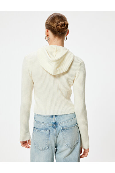 Koton Měkký úpletový svetr s dlouhým rukávem a kapucí