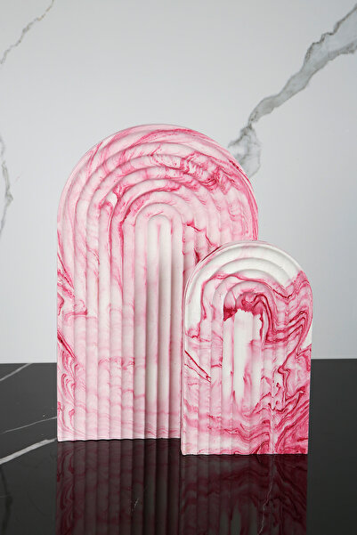 betonmall مجموعة تقديم خرسانية منقوشة بالرخام مكونة من قطعتين