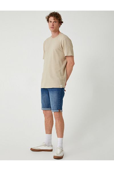 Koton Slim Fit-Jeansshorts aus Baumwolle – umgeschlagenes Bein mit Taschendetail