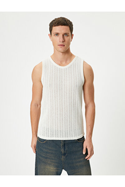 Koton Ärmelloses strukturiertes Tanktop mit Rundhalsausschnitt