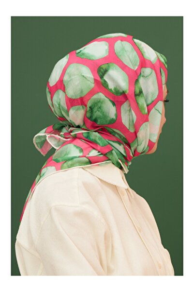 İpekhan Μεταξωτό Φουλάρι İpekhan Bloom Ροζ Πράσινο Βαμβακερό Βισκόζη