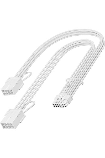 Choice مع أمشاط الكابلات، كابل تمديد أبيض Pci-e 5.0 16 سنًا (12 4)، كابل تمديد مزود الطاقة 12 فولت حصان و16AWG