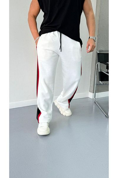 Drop Shipping Pieced Striped Baggy Three Thread Sweatpants