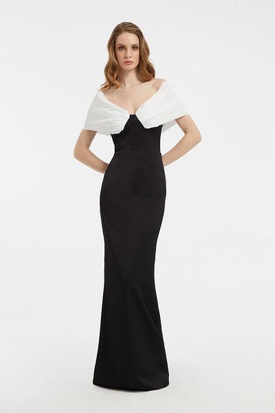 CENGIZ AKTURK Off-Shoulder Bow Detail Long Evening Dress - 5029C