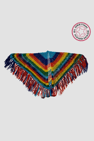 Uretti - Aslı 5776 El Yapımı Çok Renkli Panço - Şal