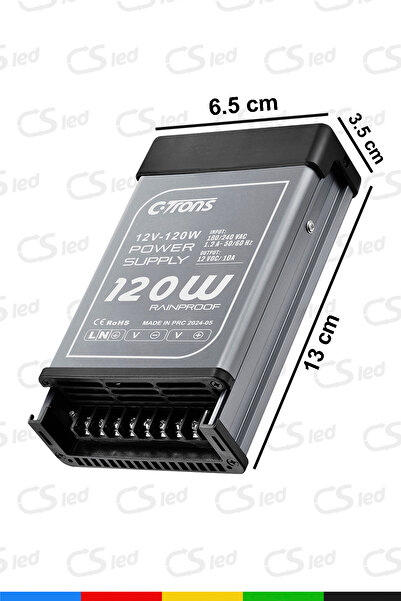 Ctrons IP45 Yağmur Korumalı 12V 10A Güç Kaynağı, 120W LED Sürücü AC/DC Trafo Dönüştürücü