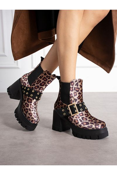 Alemdar Shoes Γυναικείες μπότες ALDENA Leopard Buckle Detail