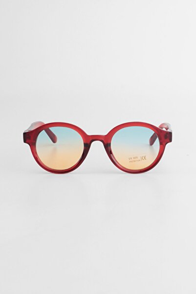 Kapin Bordo Oval Kemik Güneş Gözlüğü - Mavi Sarı