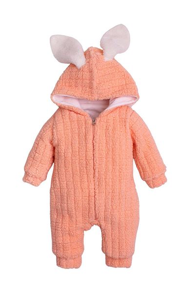 Chicsy Baby Winter Sweet Plush Cotton Rabbit Eared Hooded Baby Kids Welsoft Jumpsuit