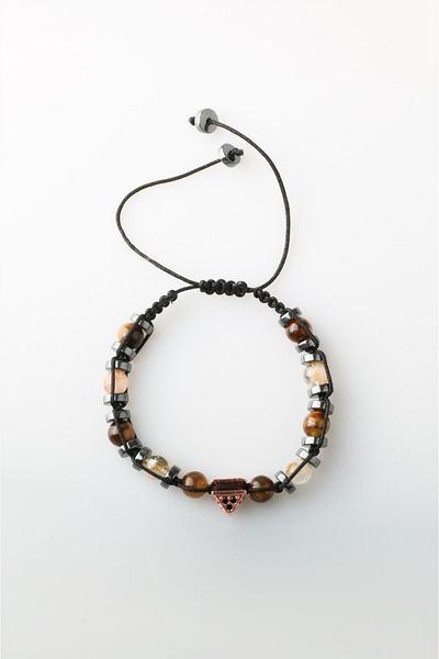 OSMANLI DOĞAL TAŞ Tiger Eye-citrine-hematite Natural Stone Men's Zircon Bracelet