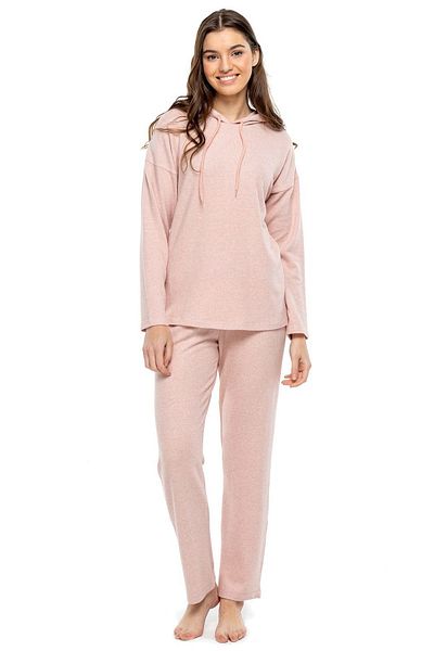 Mod Collection 3982 Set de trening cu glugă roz Melange pentru femei -pembemelange