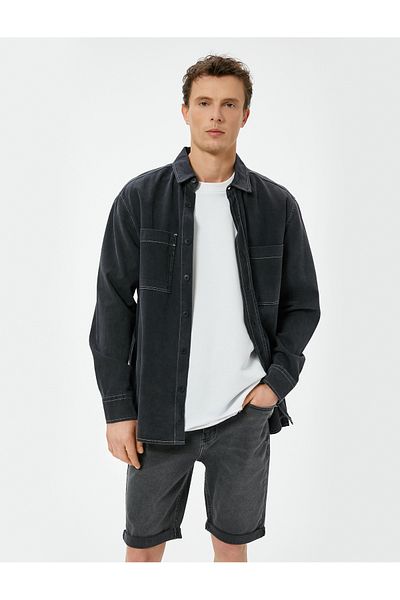 Koton 4sam40315nd 027 Γκρι ανδρικό τζιν σορτς