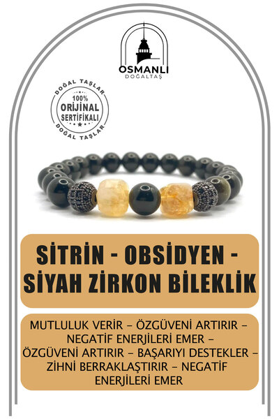 OSMANLI DOĞAL TAŞ السترين الأصلي الأصلي - سوار حجر سبج أسود من الزركون الطبيع...