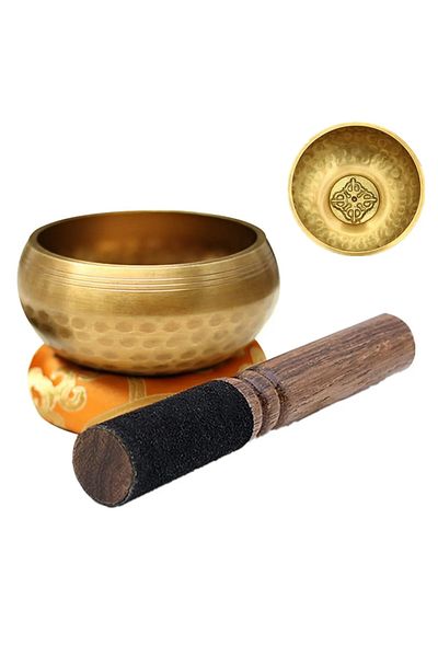 Choice Orange Tibetan Singing Bowl Set Sound Bowl Meditation Bowl Unique Gift Helpful for Meditation Yoga S