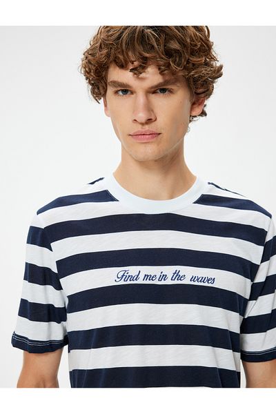 Koton Μπλουζάκι με θέμα Cotton Sailor - Μπλουζάκι με κοντό μανίκι με λαιμόκοψη