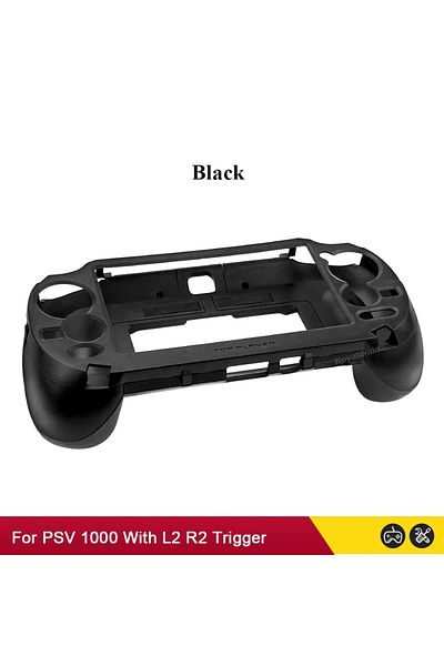 HeroAngel Black Black White Frosted Hand Grip Joypad Stand Case With L2 R2 Trigger Button For Psv 1000 Ps Vita