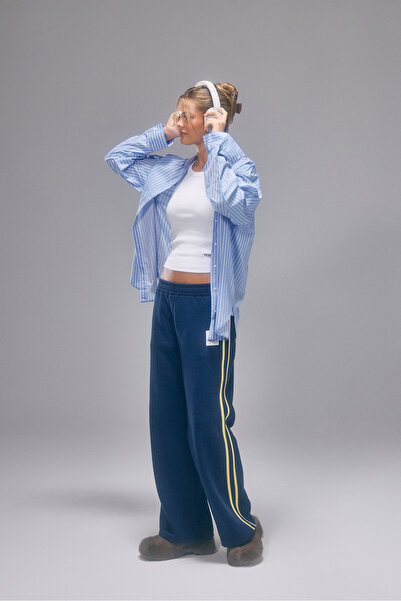 Bases Striped Wide Leg Fleece Sweatpants