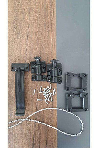 Genel Markalar Cam Balkonlar İçin | 2 Siyah Kilit | 2 Çıkış U | 1 Boynuz | 3 Metre Gri İp | 18 Vida