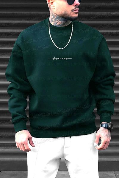 Millionaire Ανδρικό φούτερ Nefti Dreamer με στάμπα Fleece Oversize - 0 Crew Neck, Loose Loose Fit