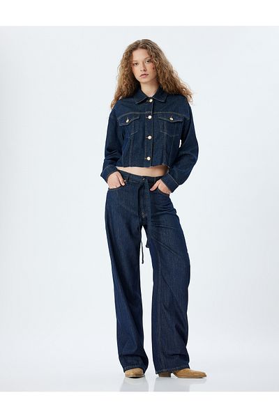 Koton Balloon Fit Jeans - Oversize Jeans, Gürtel und Tasche Weites Bein