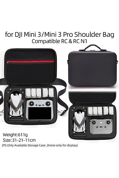 ERIKOLE Black For Dji Mini3 Pro Storage Bag Dji Rc Remote Controller Portable Carrying Box Black Case Handba