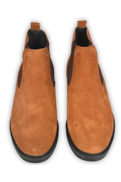 DeepSEA Men's Tan Suede Leather Orthopedic Sole Chelsea Boots with Elastic Sides 2509938