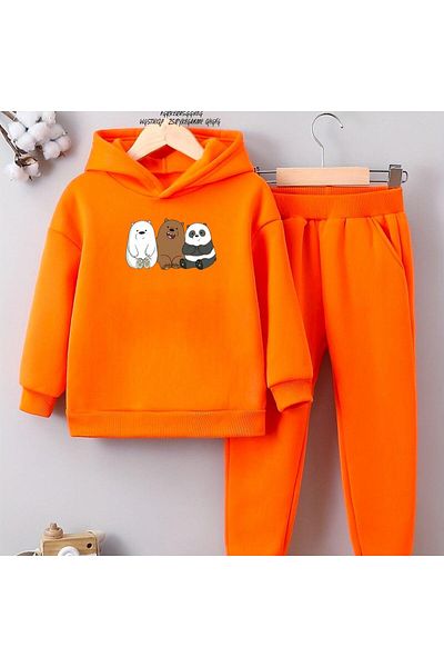 BENROMA Children's Tracksuit Set 3 Bears Printed Unisex Oversize Fit