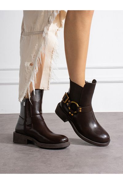 Alemdar Shoes Γυναικείες μπότες GLOW Brown Buckle Detail